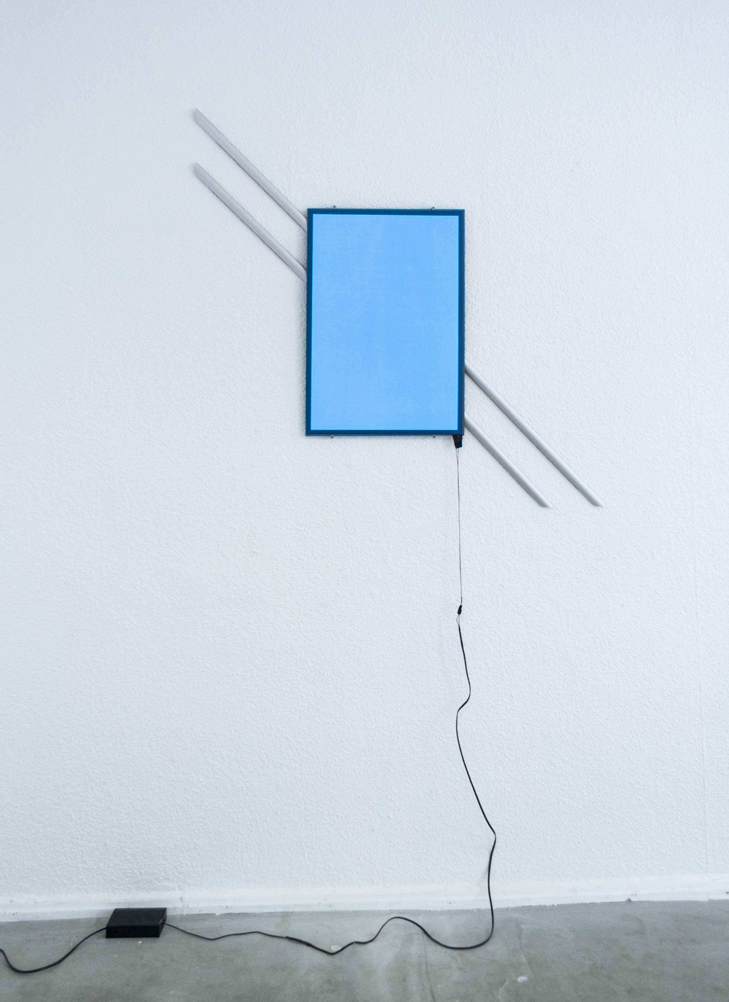 Figures, 2013 A2 Electroluminescent panel with disassembled Flip-open frame 130 x 130 cm