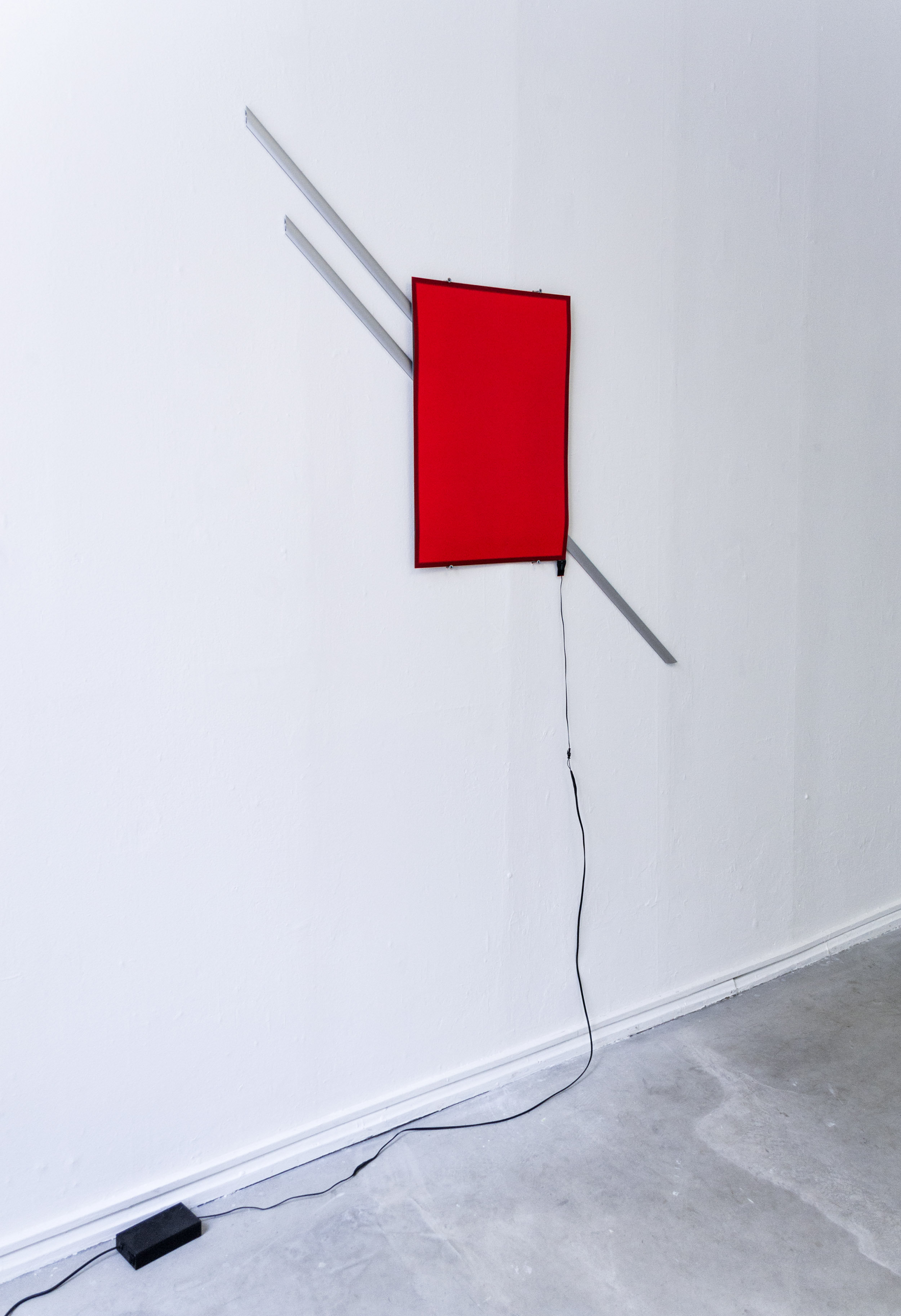 Figures, 2013 A2 Electroluminescent panel with disassembled Flip-open frame 130 x 130 cm